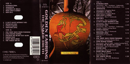 Golden Earring Naked Truth cassette inlay 1992 NL